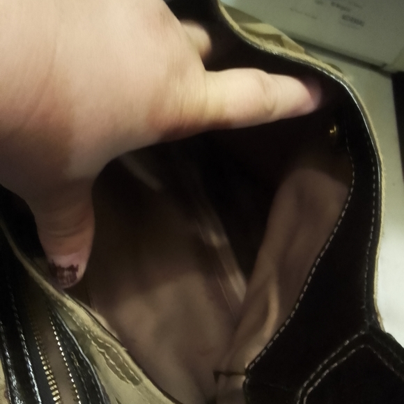 Coach Madison Massie Sateen Signature Hobo Beige and Dark Brown Shoulder Bag - Picture 9 of 15